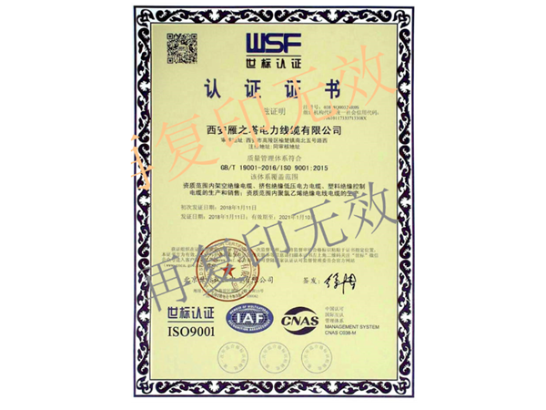 ISO9001世标认证2